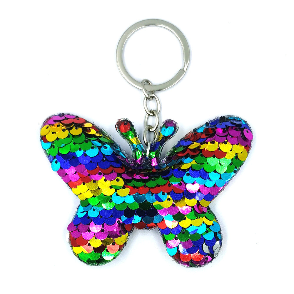 Wholesale Reflective Glossy Butterfly Sequin Bag Keychains